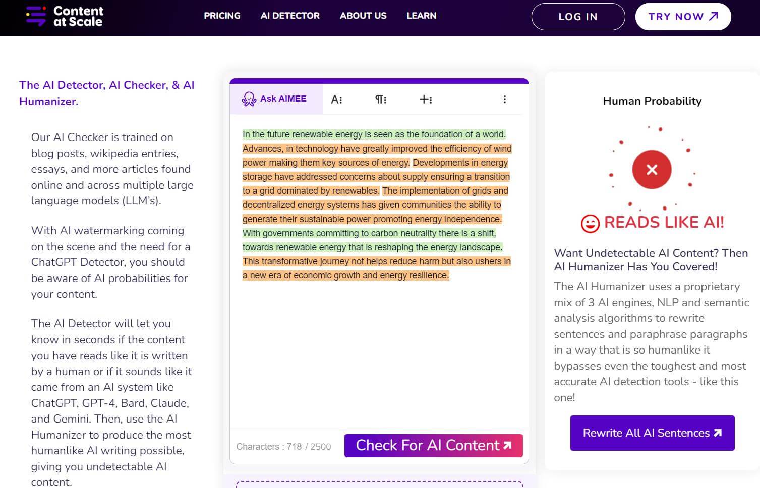 undetectable ai content at scale